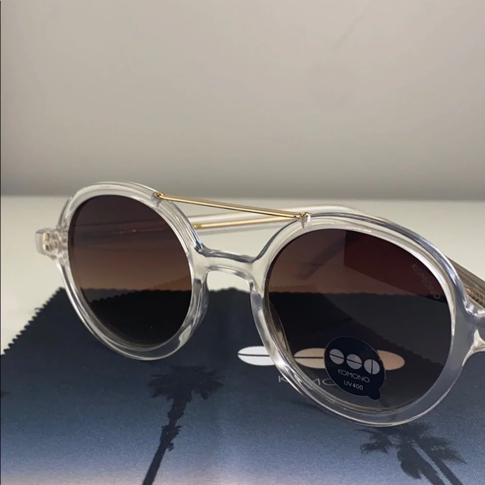 Komono Sunglasses NEW Vivien Clear round frame gold